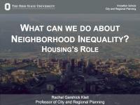 What Can We Do About Neighborhood Inequality? Housing's Role