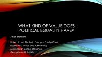 What kind of value does political equality have?