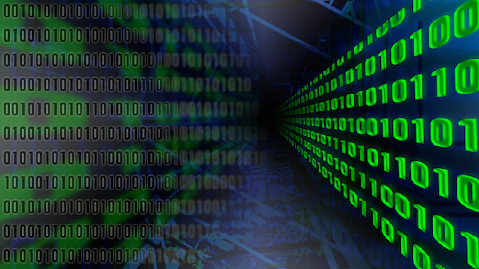 Big Data stock photo with 0s and 1s disappearing into infinity