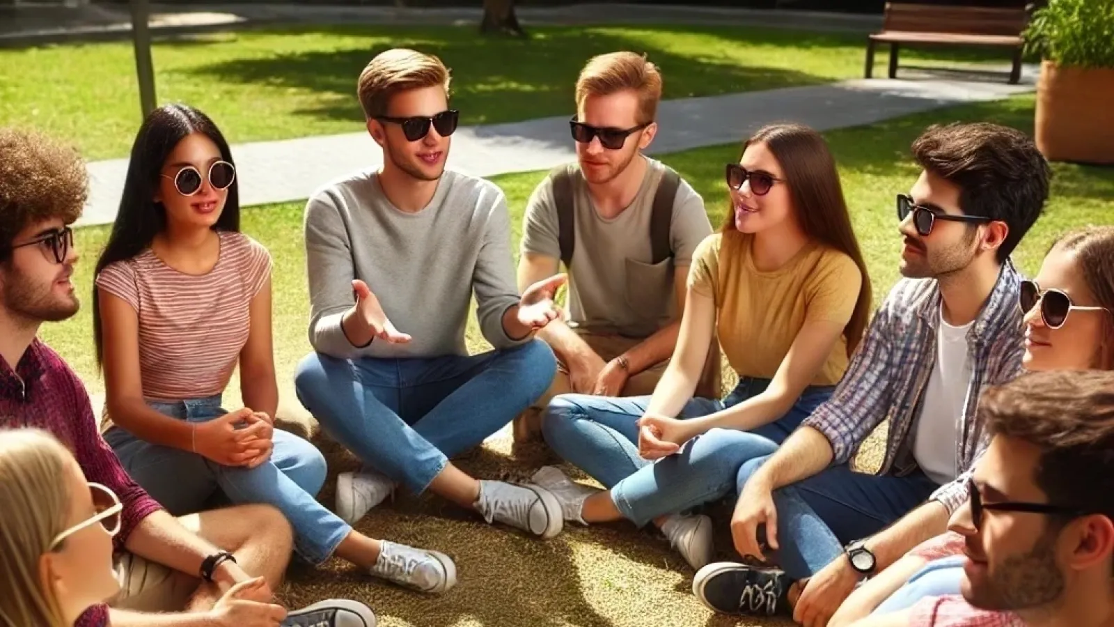 an image of a group of young people sitting around a circle