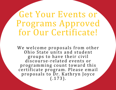 event approval for civil discourse program certificate 