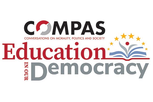 COMPAS logo, with text that reads "COMPAS, Education in our Democracy"